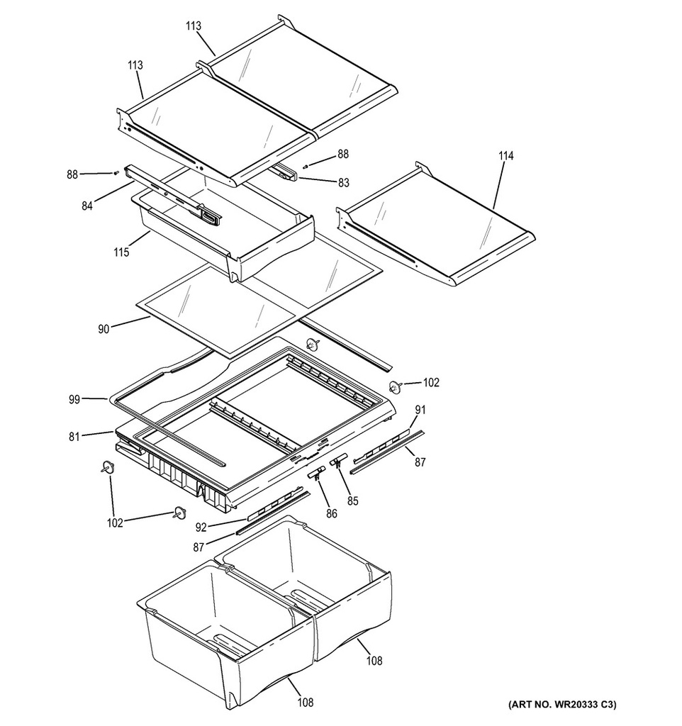GE Refrigerator Refrigerator Pantry Drawer Slide Rail, Left Hand - WR01A00213