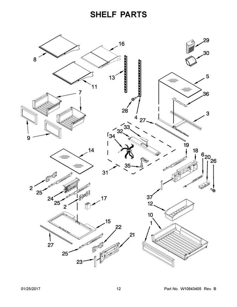 Whirlpool Refrigerator Drawer Front - W11176882, Replaces: W10755922