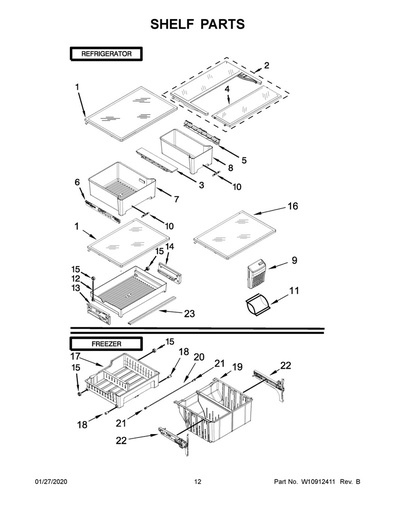 Whirlpool Refrigerator Refrigerator Cantilever Shelf - WPW10476425