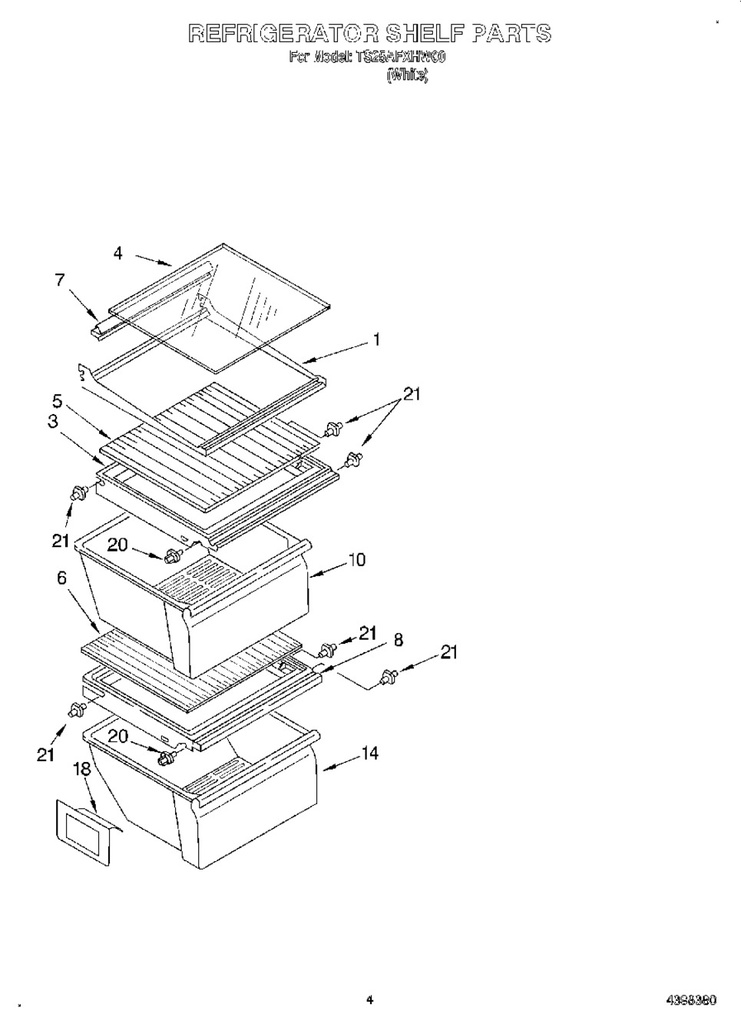 Whirlpool Refrigerator Shelf Support Stud - 4388539, Replaces: 2172943
