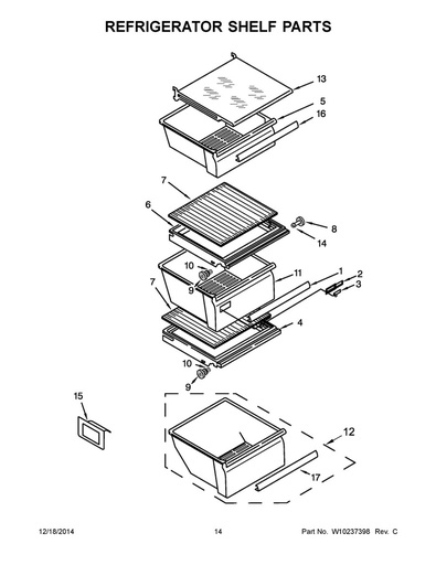 Whirlpool Refrigerator Cantilever Glass Shelf - W10235943, Replaces: 2224059