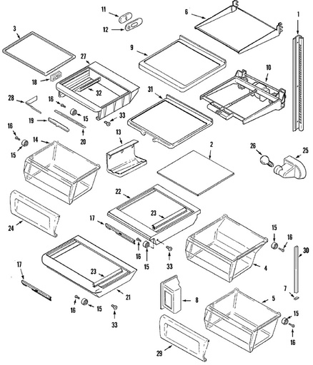 Whirlpool Refrigerator Drawer Roller - WP61002307, Replaces: 61002307