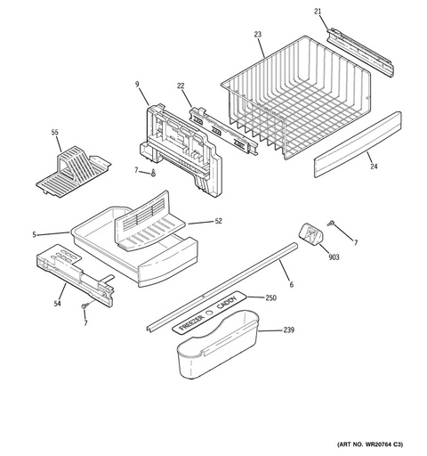 GE Refrigerator Refrigerator Freezer Drawer Divider Guide Kit - WR01A00331