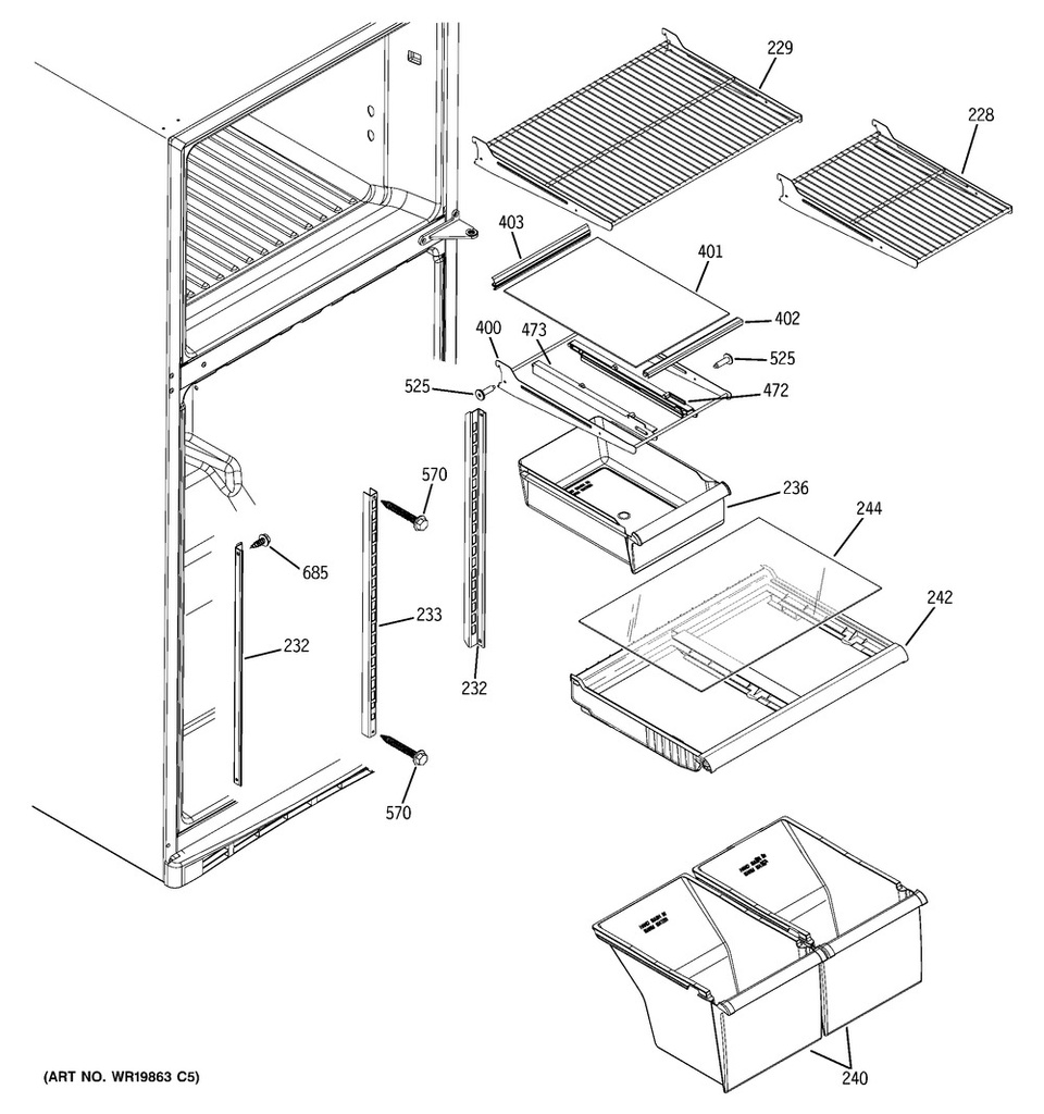 GE Refrigerator Refrigerator Crisper Drawer Frame - WG03L01141
