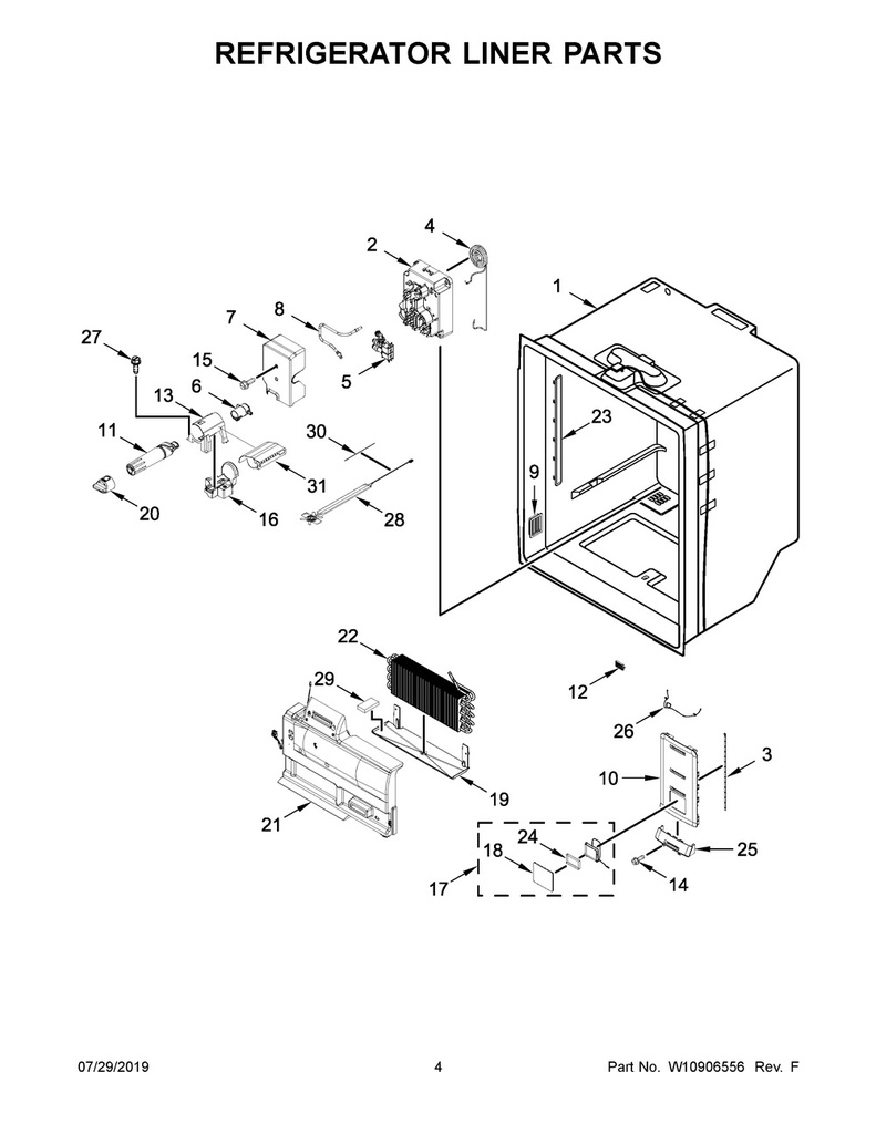 Whirlpool Refrigerator Evaporator Cover - W10887790, Replaces: W10815734