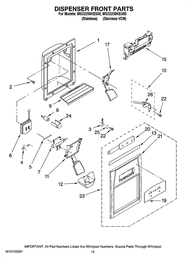 Whirlpool Refrigerator Washer - W10850808, Replaces: W10153156