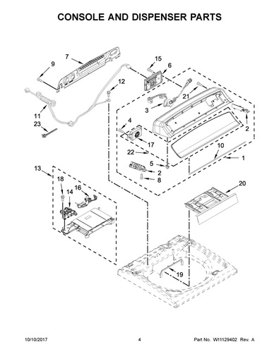 Whirlpool Washer Control Panel/Console - W11106748, Replaces: W10662265