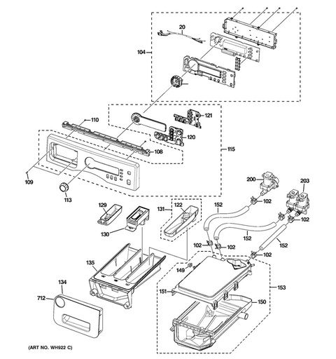 GE Washer Dispenser Drawer Assembly - WG04L01636