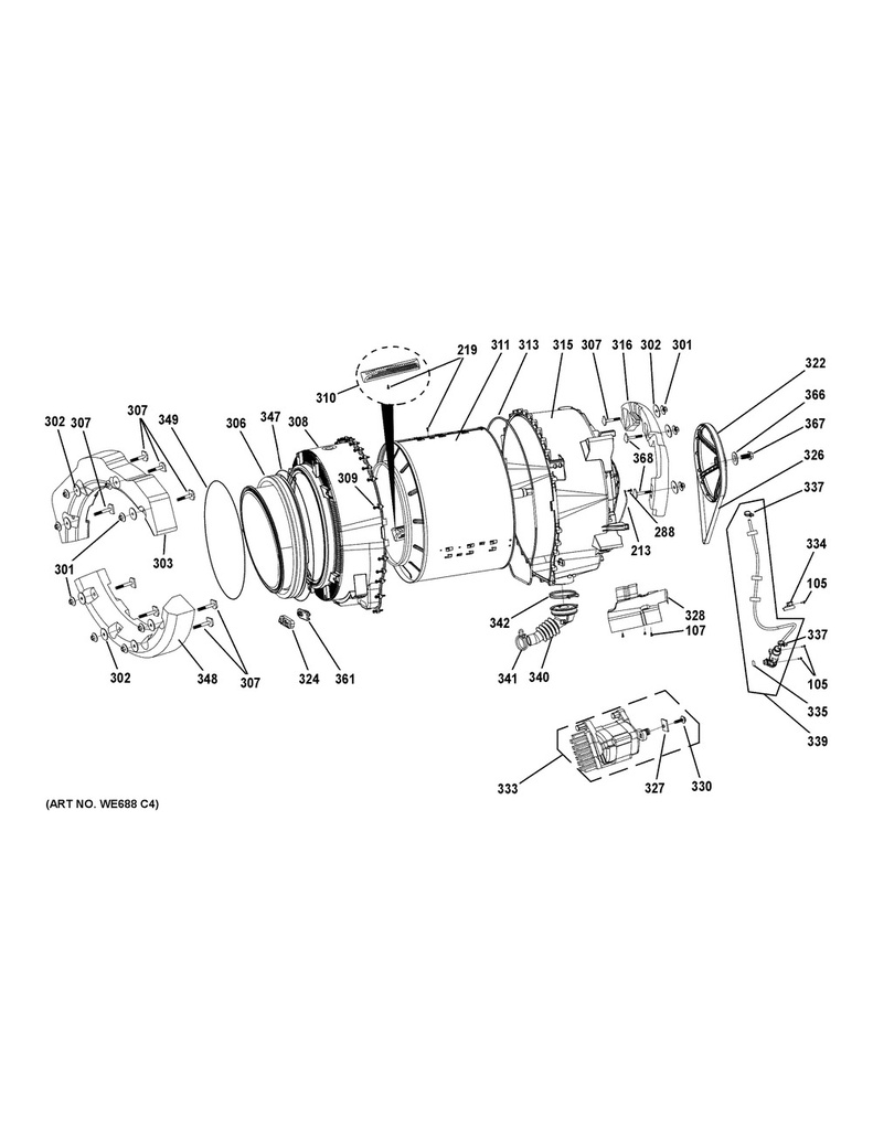 GE Washer Front Load Bellow Clamp - WG04L00212