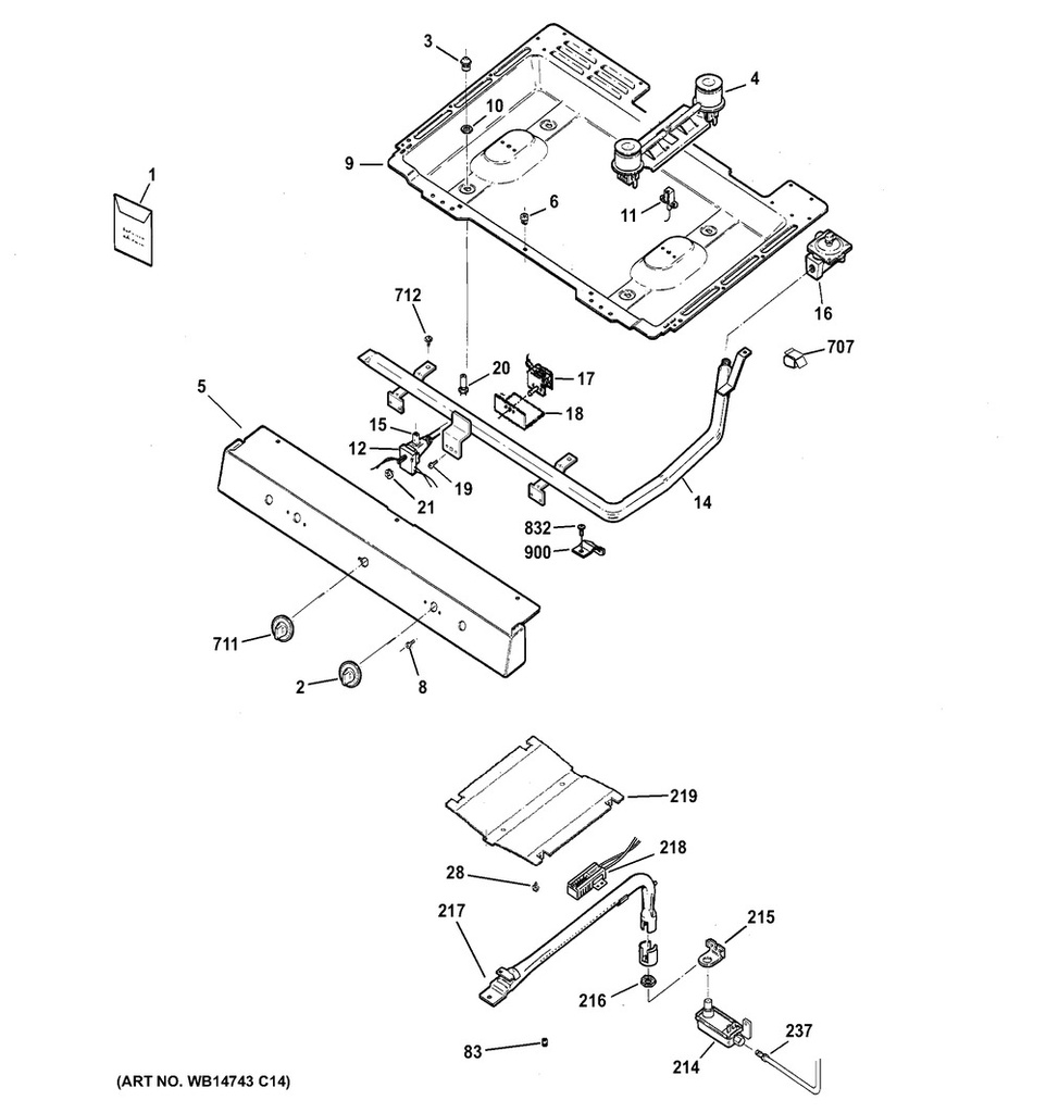 GE Range /Oven Range Spark Electrode Top - WS01F00829
