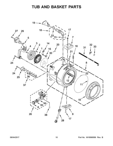 Whirlpool Washer Outer Tub and Basket Assembly - WPW10409997