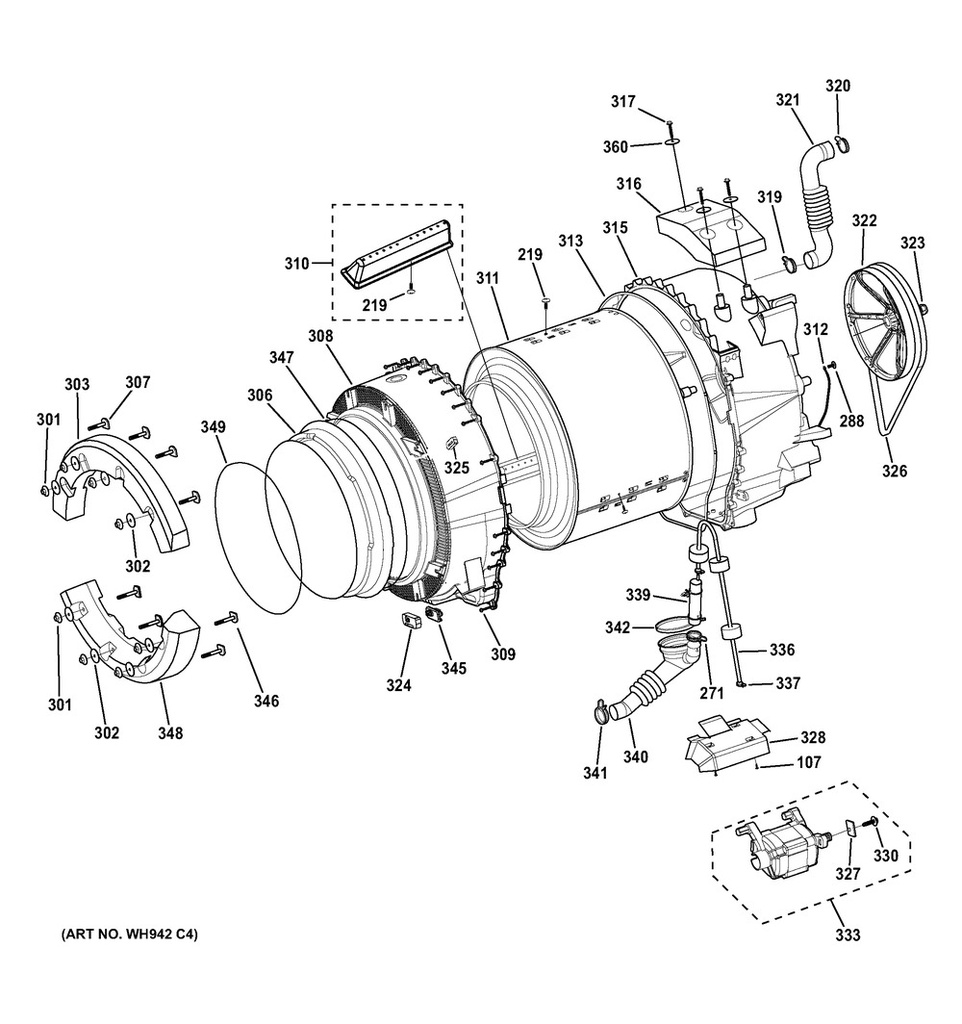 GE Washer Front Load Outer Tub Assembly - WG04F03673