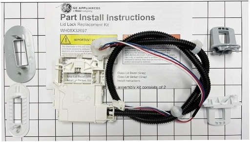 GE Washer Lid Lock Service Kit - WH08X37938, Replaces: WH01X24112