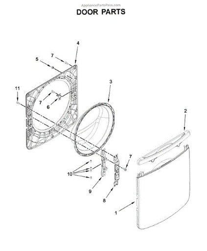 Whirlpool Washer Inner Door Glass (Clear Plastic) - W11316777, Replaces: W11171604