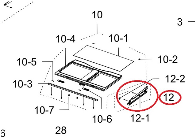 Samsung Refrigerator Drawer Slide Rail (Right) - DA97-07563A