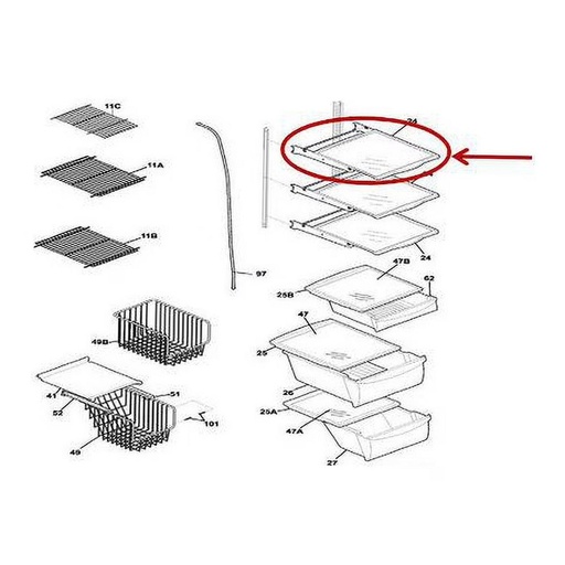Frigidaire Refrigerator Glass Shelf Assembly - 5304515413