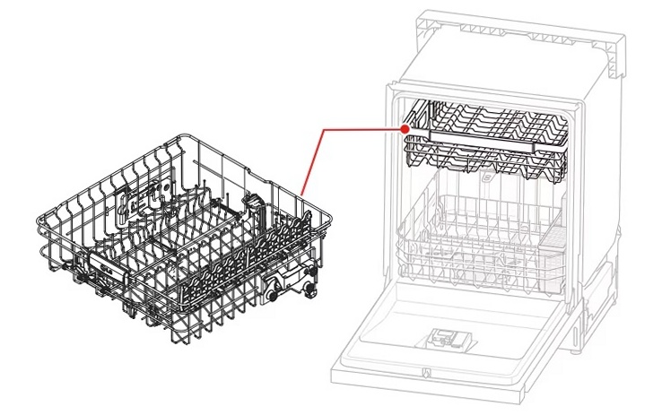 LG Dishwasher Upper Dishrack Assembly - AHB73249228