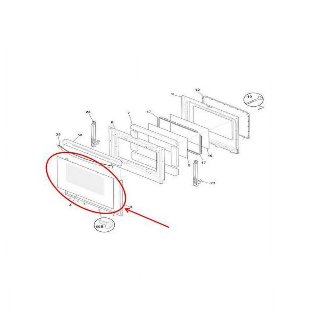 Frigidaire Range /Oven Door Glass Assembly - 316559109, Replaces: 316248701