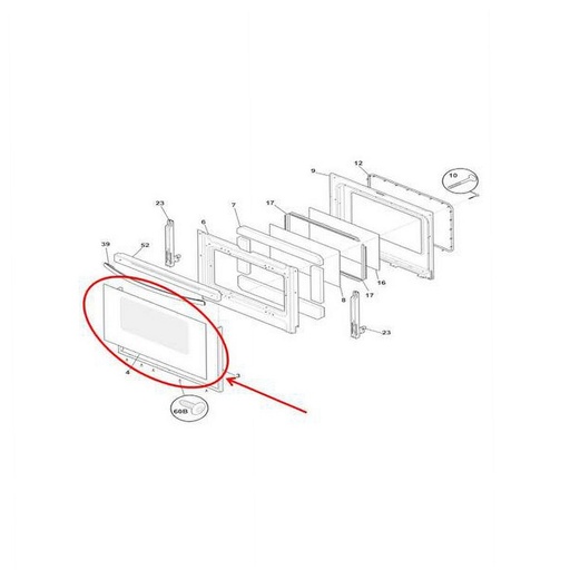 Frigidaire Range /Oven Door Glass Assembly - 316559109, Replaces: 316248701