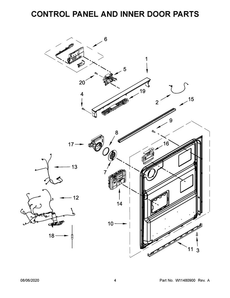 Whirlpool Dishwasher Console Cap (Black, No Electronics) - W11460908, Replaces: W11109176