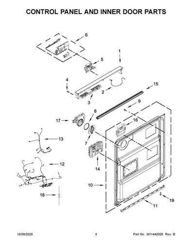 Whirlpool Dishwasher Console Assembly (Black, No Electronics) - W11413963, Replaces: W11109120