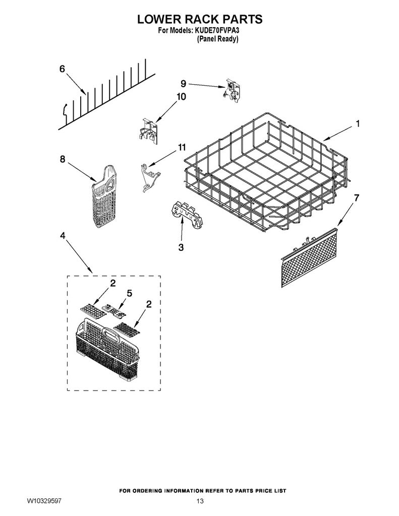 Whirlpool Dishwasher Silverware Basket - WPW10190415, Replaces: 8531282