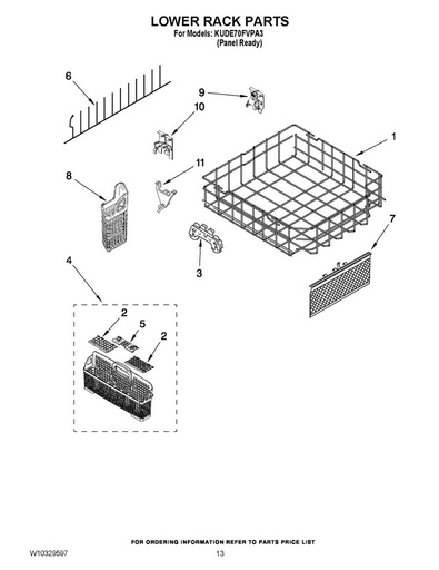 Whirlpool Dishwasher Silverware Basket - WPW10190415, Replaces: 8531282