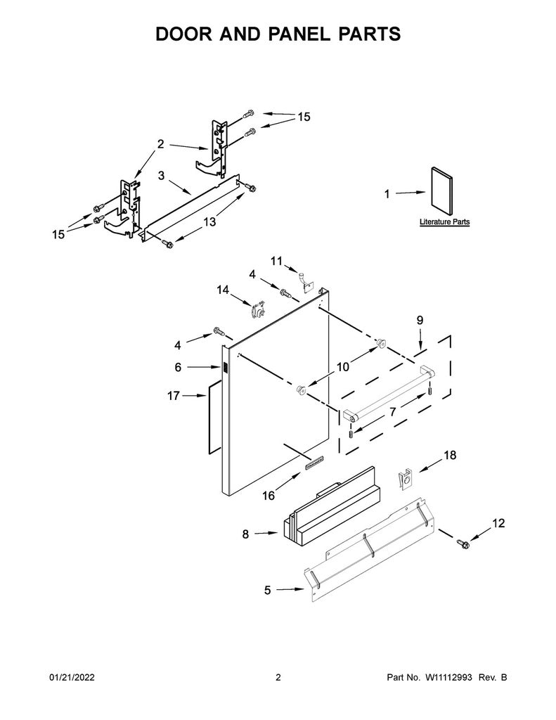 Whirlpool Dishwasher Door Handle Kit - W10708004, Replaces: W10786161