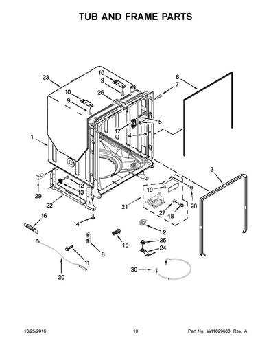 Whirlpool Dishwasher Tub Assembly - WPW10681503