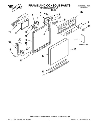 Whirlpool Dishwasher Door Panel - WP3369769, Replaces: 3369516