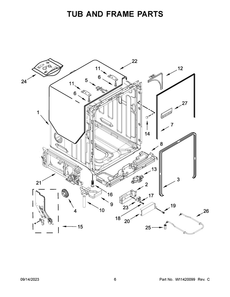 Whirlpool Dishwasher Tub Assembly - W11409866