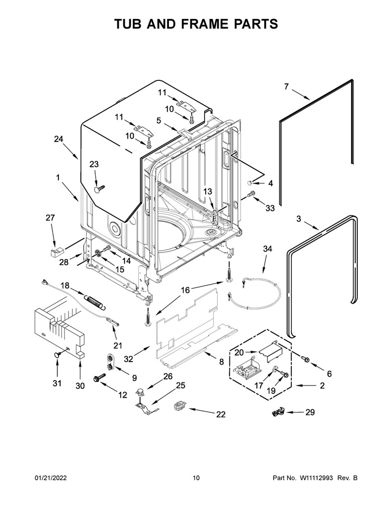 Whirlpool Dishwasher Insulating Sound Shield - W10877094, Replaces: 8268585