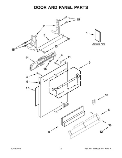 Whirlpool Dishwasher Door Panel, Stainless - W11035626
