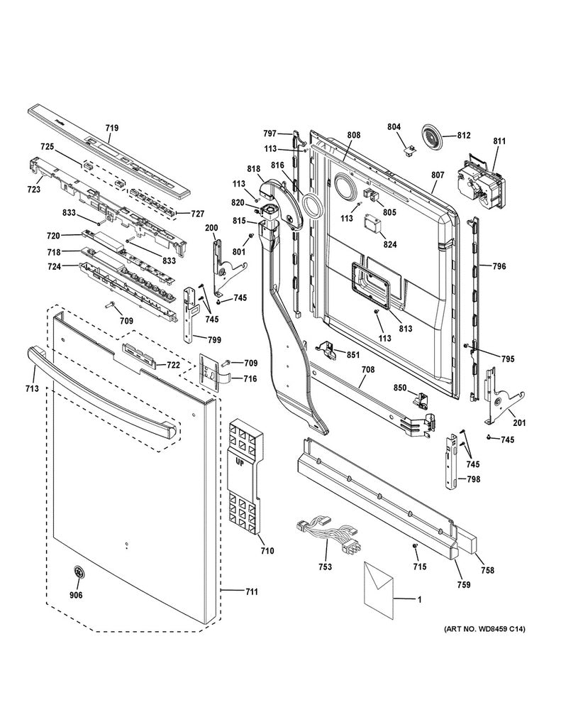 GE Dishwasher Door Panel Retainer Strip, Right Hand - WG04A02180