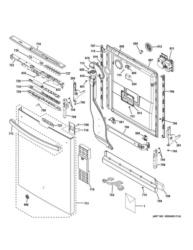 GE Dishwasher Door Panel Retainer Strip, Right Hand - WG04A02180