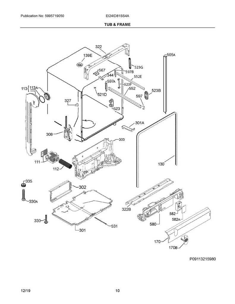 Frigidaire Dishwasher Door Seal - 117158011