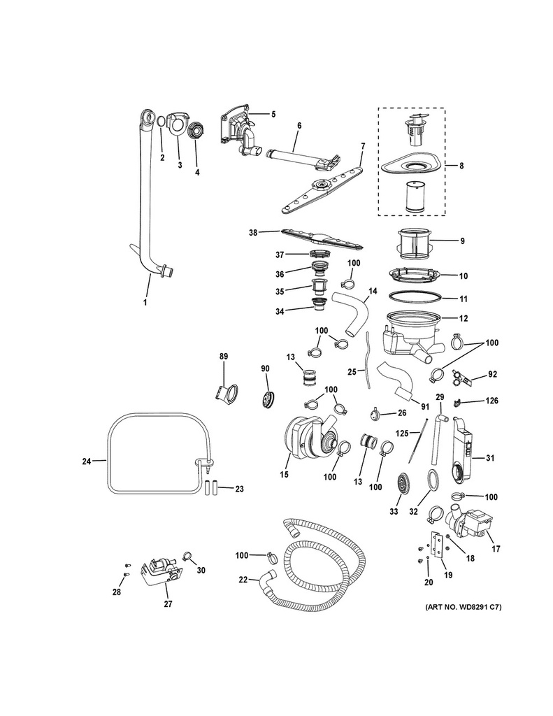 GE Dishwasher Clamp, 15/16"-1-1/2" - WG02F04812