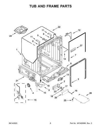Whirlpool Dishwasher Heating Element - W11537778, Replaces: W11047695