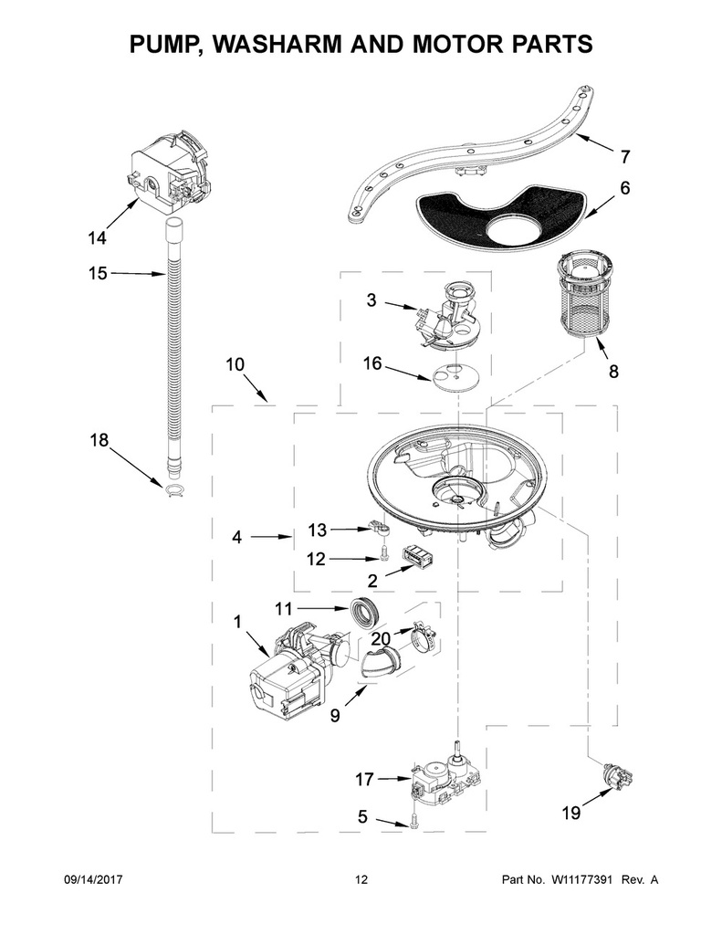Whirlpool Dishwasher Pump and Motor Assembly - WPW10455261, Replaces: W10455261