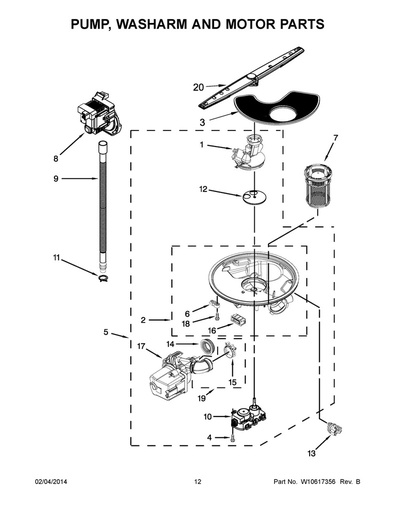 Whirlpool Dishwasher Pump and Motor Assembly - WPW10482502, Replaces: 12880102AP