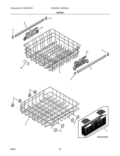 Frigidaire Dishwasher Lower Rack Wheel & Bushing Assembly - 5304532229, Replaces: 3202777