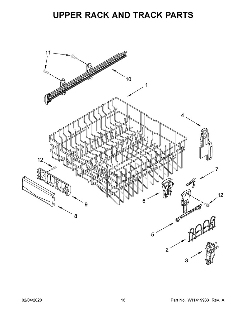 Whirlpool Dishwasher Rack Adjuster - WPW10627763, Replaces: W10240189