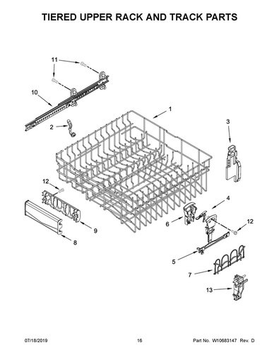 Whirlpool Dishwasher Rack Adjuster (Right Side) - WPW10740410, Replaces: W10609581