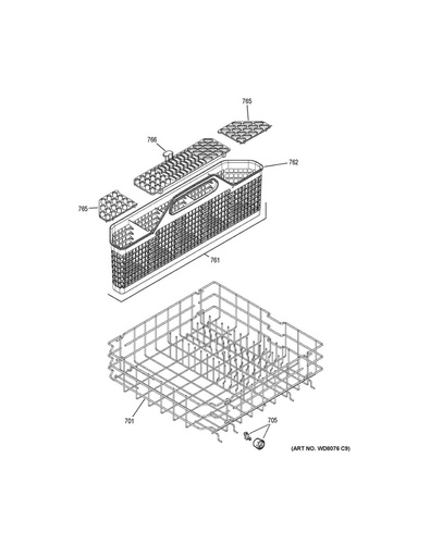 GE Dishwasher Lower Dishrack Assembly - WG04L04124
