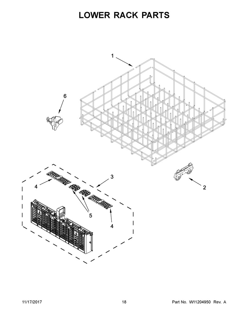 Whirlpool Dishwasher Lower Dishrack - W10161215, Replaces: 3368512