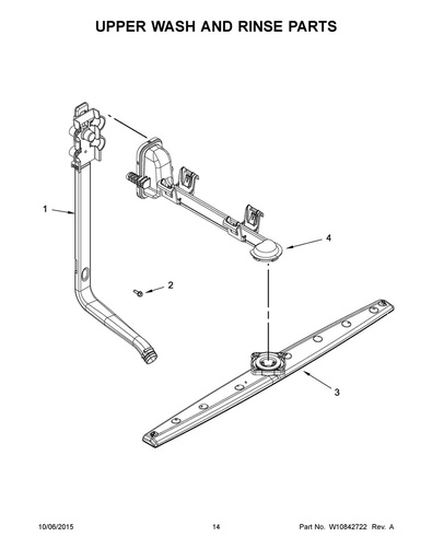 Whirlpool Dishwasher Upper Wash Arm Assembly - WPW10340504, Replaces: W10340504