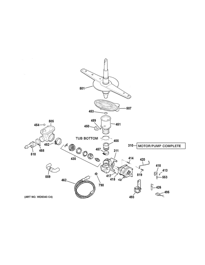 GE Dishwasher Sump Inlet - WG04F04847