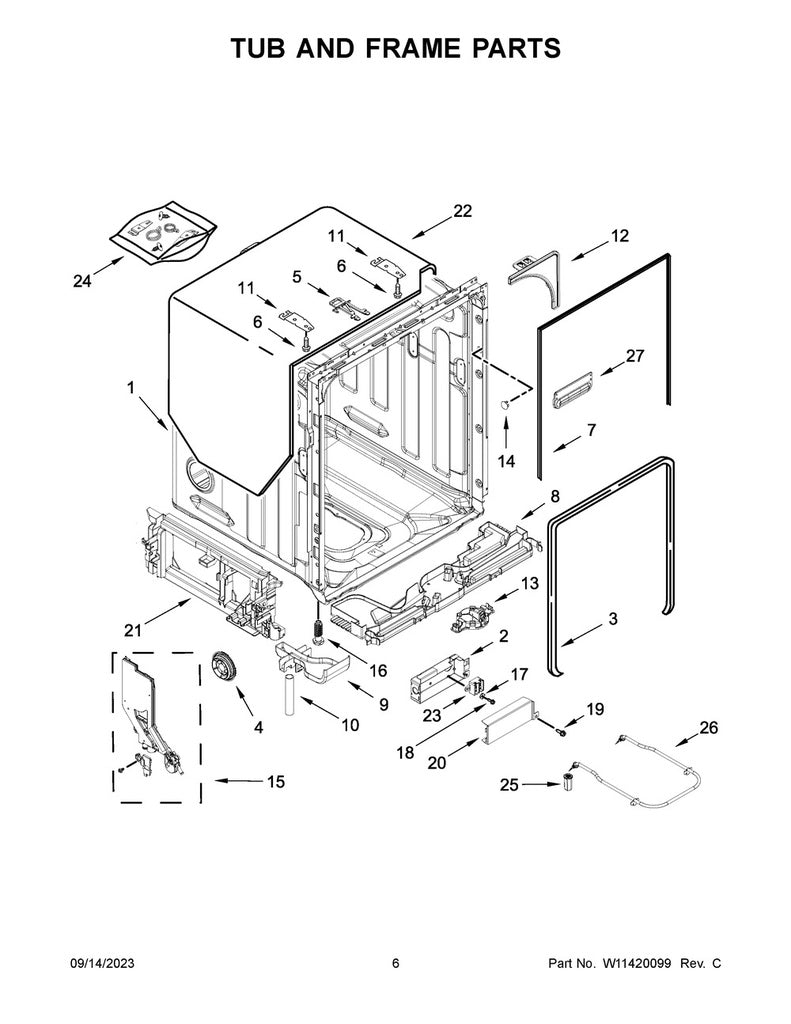 Whirlpool Dishwasher Water Inlet & Flow Meter Assembly - W11535094, Replaces: W11289893