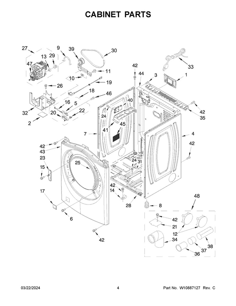 Whirlpool Dryer Side Panel, White - W10469589