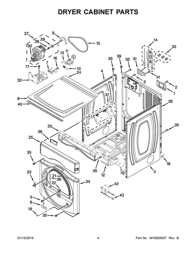 Whirlpool Dryer Top Panel (White) - WPW10336080, Replaces: 8563670